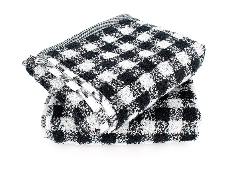 Lot de 2 torchons de cuisine éponge 50x50 cm SQUARES VICHY noir