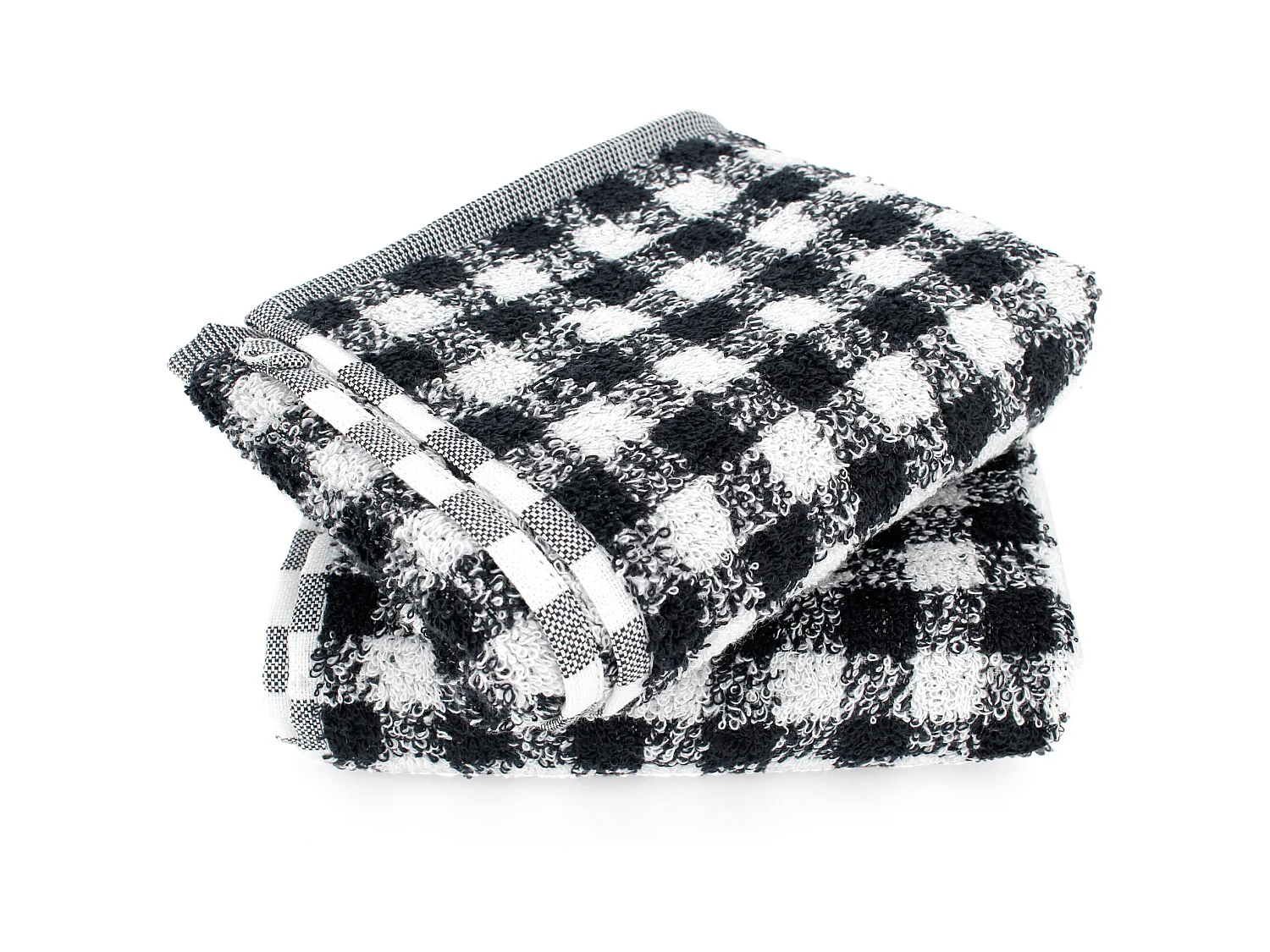 Lot de 2 torchons de cuisine éponge 50x50 cm SQUARES VICHY noir