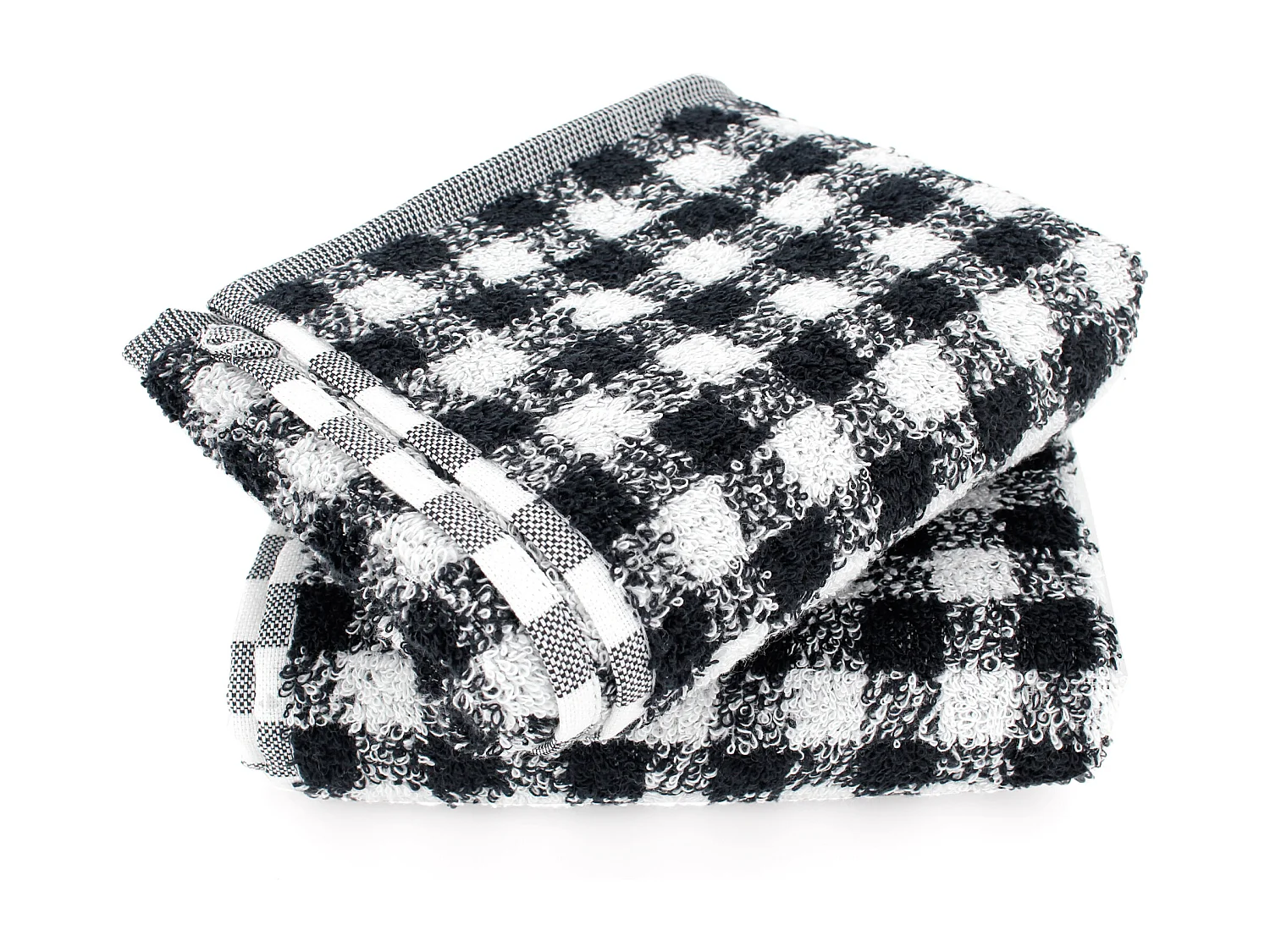 Lot de 2 torchons de cuisine éponge 50x50 cm SQUARES VICHY noir