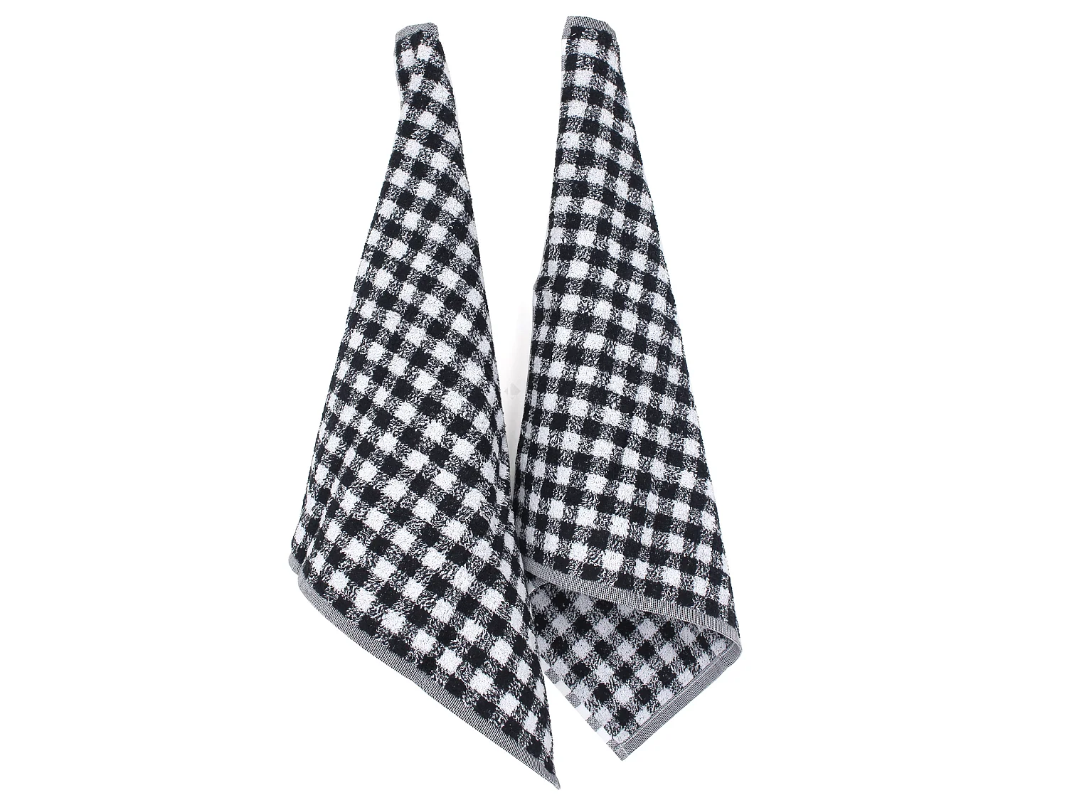 Lot de 2 torchons de cuisine éponge 50x50 cm SQUARES VICHY noir