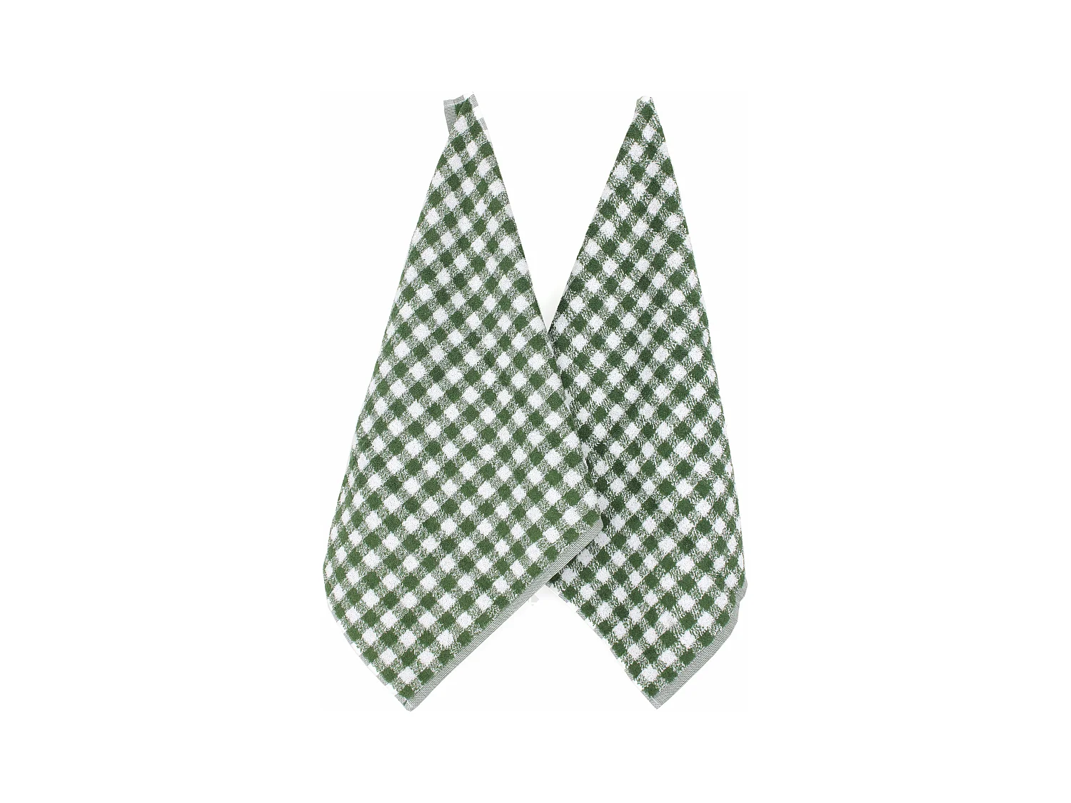 Lot de 2 torchons de cuisine éponge 50x50 cm SQUARES VICHY vert kaki