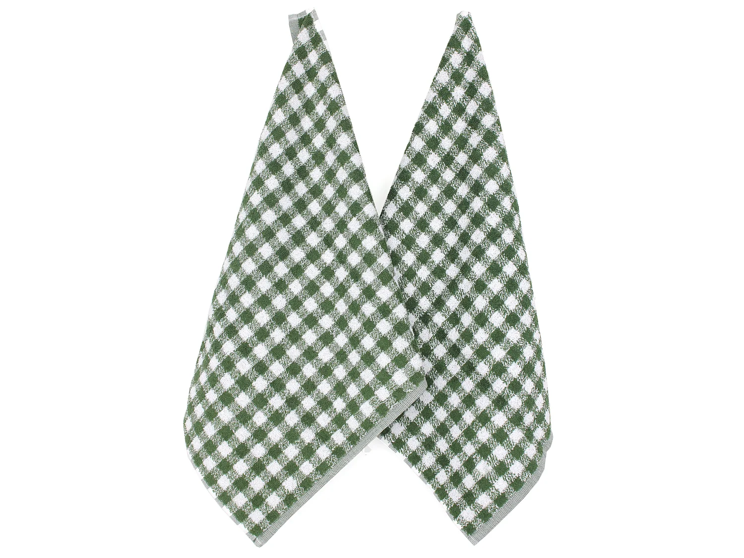 Lot de 2 torchons de cuisine éponge 50x50 cm SQUARES VICHY vert kaki