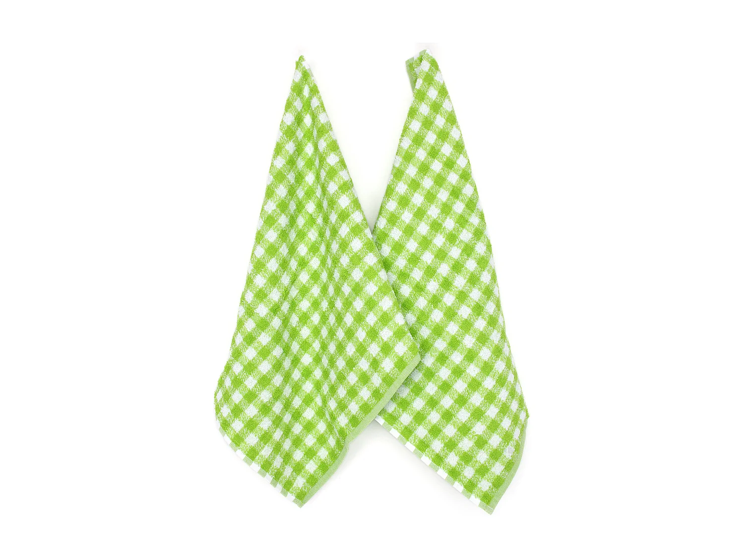 Lot de 2 torchons de cuisine éponge 50x50 cm SQUARES VICHY vert pistache