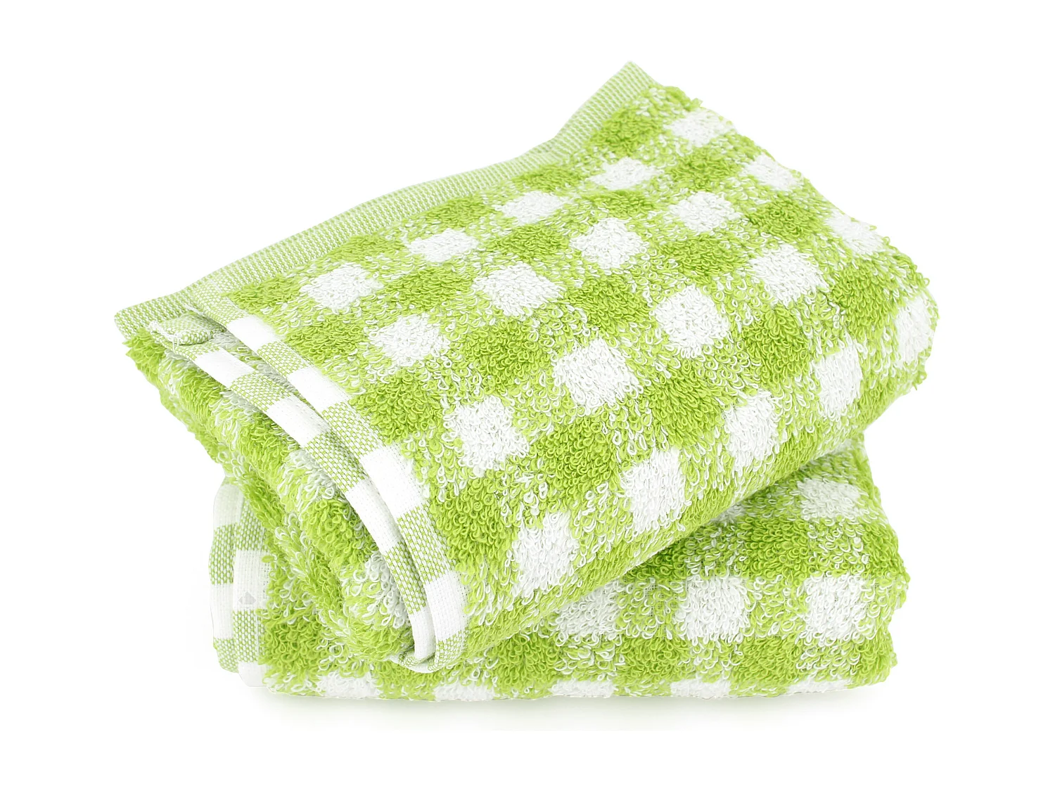 Lot de 2 torchons de cuisine éponge 50x50 cm SQUARES VICHY vert pistache