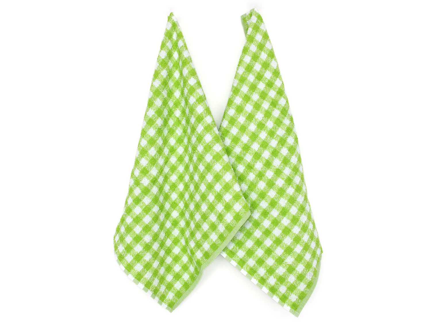 Lot de 2 torchons de cuisine éponge 50x50 cm SQUARES VICHY vert pistache