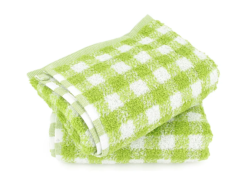 Lot de 2 torchons de cuisine éponge 50x50 cm SQUARES VICHY vert pistache