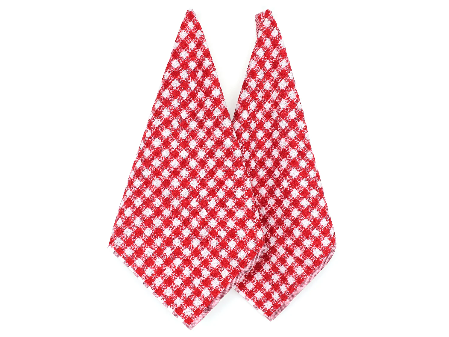 Lot de 2 torchons de cuisine éponge 50x50 cm SQUARES VICHY rouge