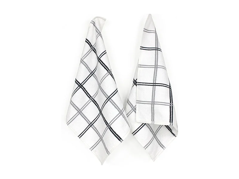 Lot de 2 torchons de cuisine éponge 50x50 cm SQUARES gris