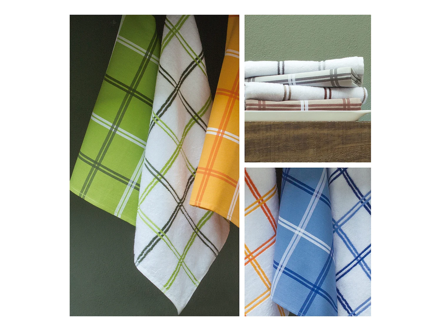 Lot de 2 torchons de cuisine éponge 50x50 cm SQUARES gris