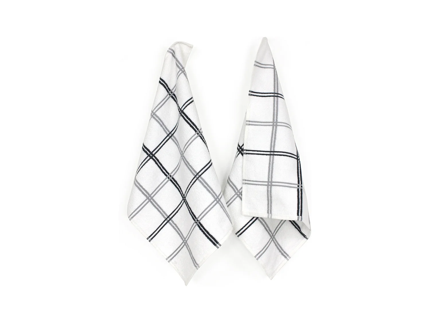 Lot de 2 torchons de cuisine éponge 50x50 cm SQUARES gris