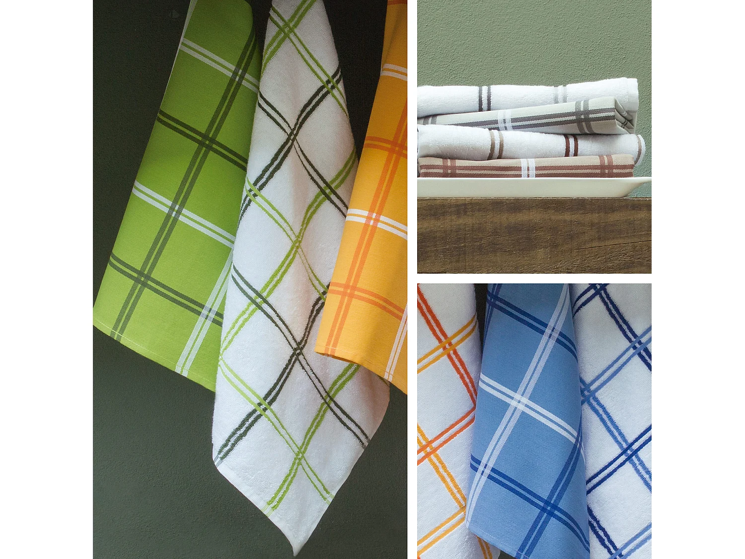 Lot de 2 torchons de cuisine éponge 50x50 cm SQUARES gris