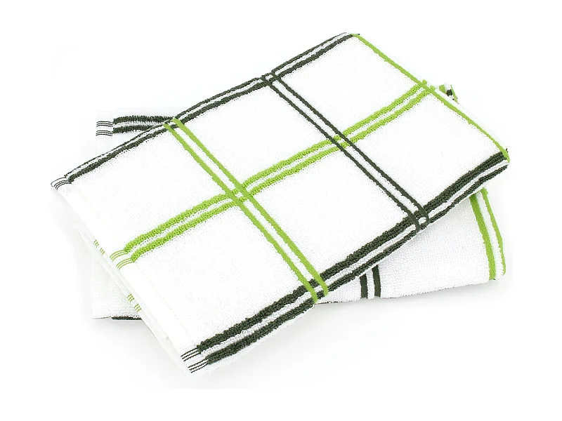 Lot de 2 torchons de cuisine éponge 50x50 cm SQUARES vert