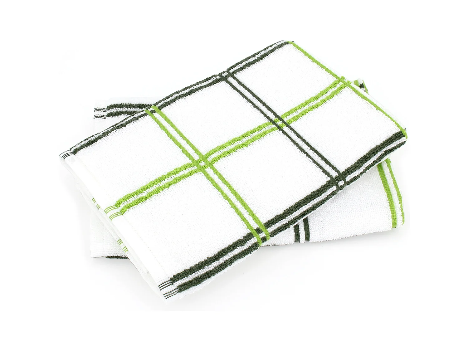 Lot de 2 torchons de cuisine éponge 50x50 cm SQUARES vert