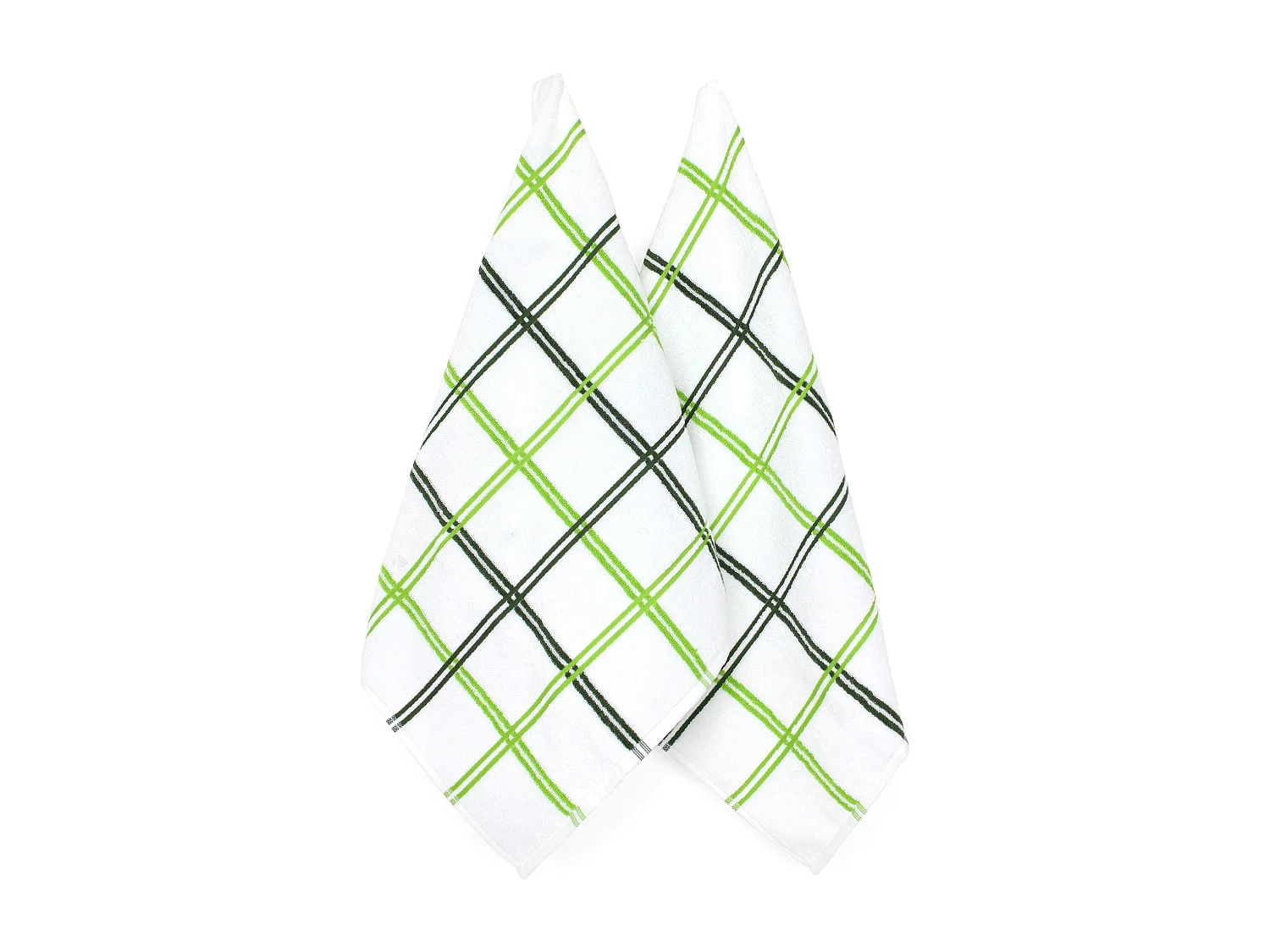 Lot de 2 torchons de cuisine éponge 50x50 cm SQUARES vert