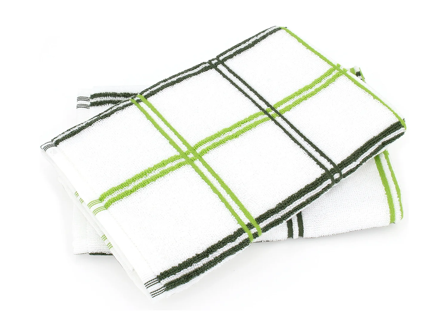 Lot de 2 torchons de cuisine éponge 50x50 cm SQUARES vert
