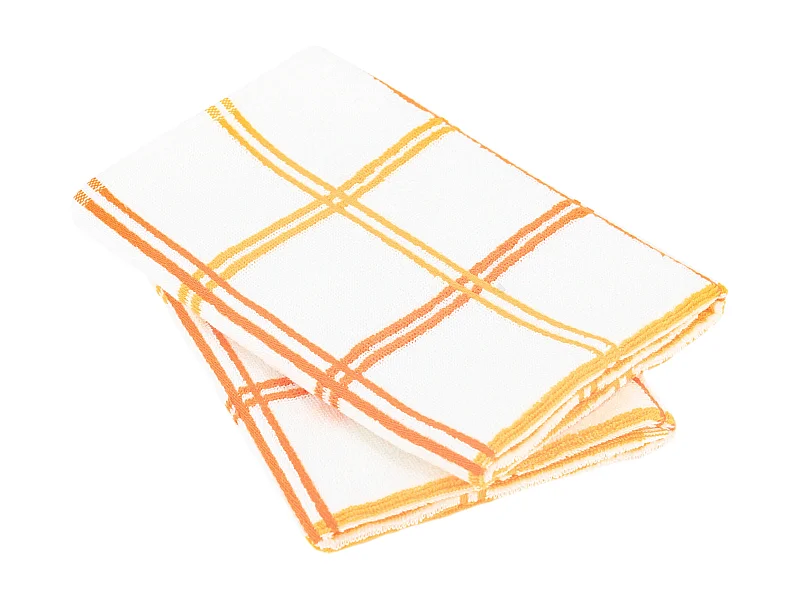 Lot de 2 torchons de cuisine éponge 50x50 cm SQUARES orange