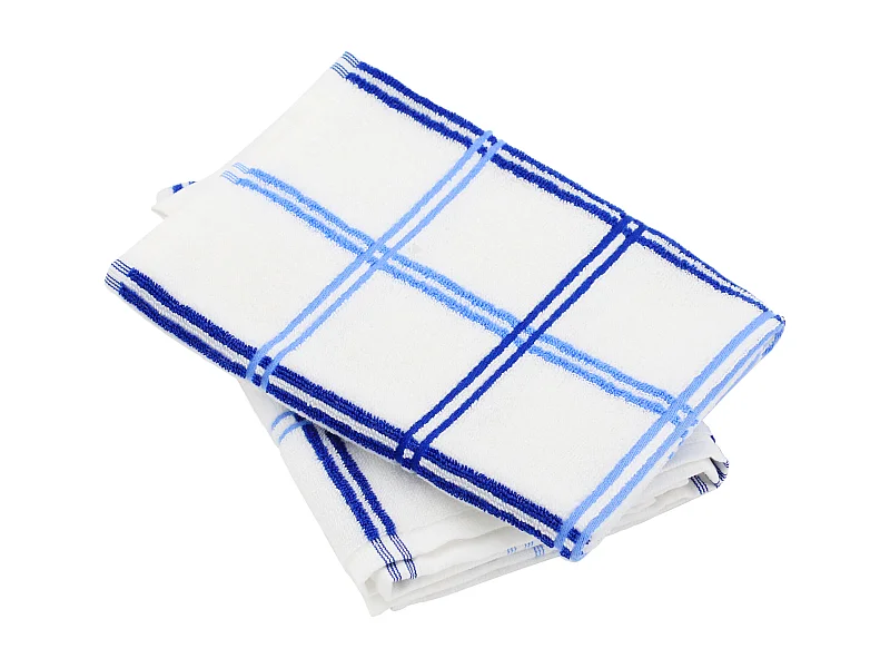 Lot de 2 torchons de cuisine éponge 50x50 cm SQUARES bleu