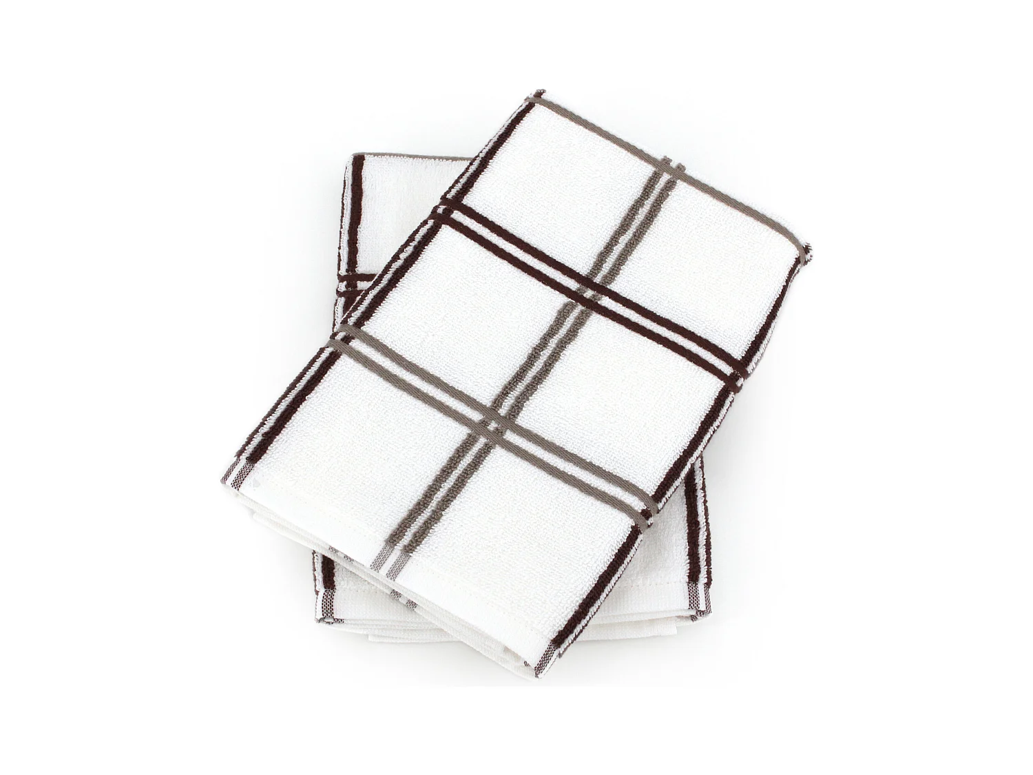 Lot de 2 torchons de cuisine éponge 50x50 cm SQUARES marron