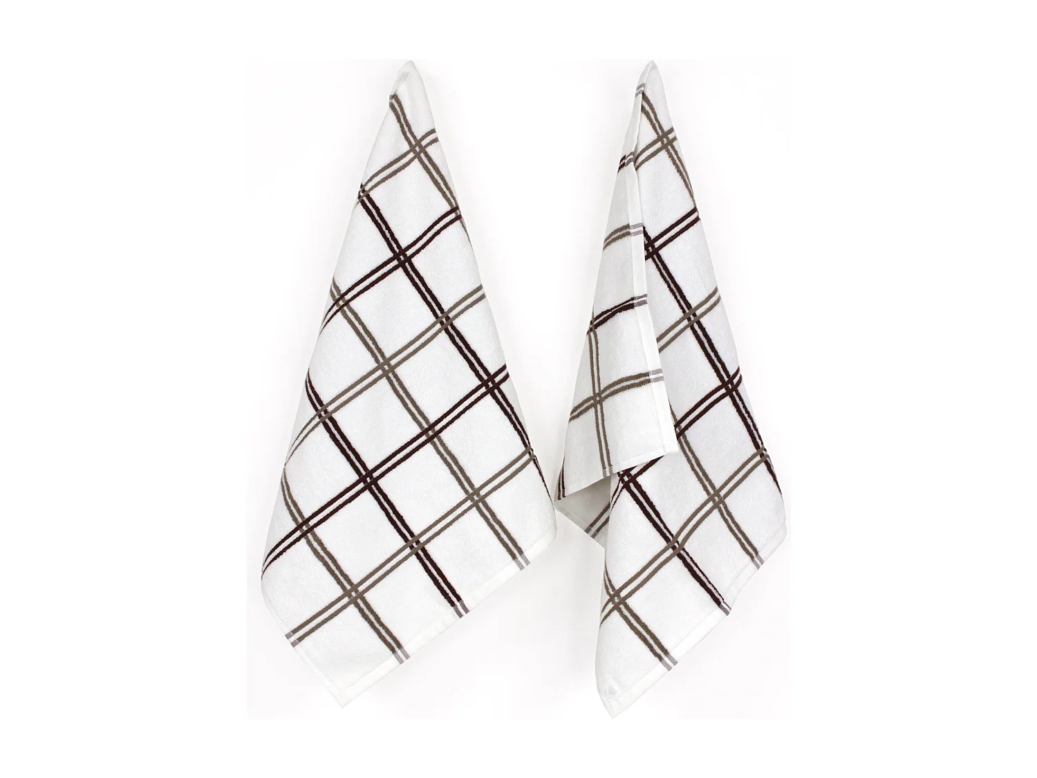 Lot de 2 torchons de cuisine éponge 50x50 cm SQUARES marron