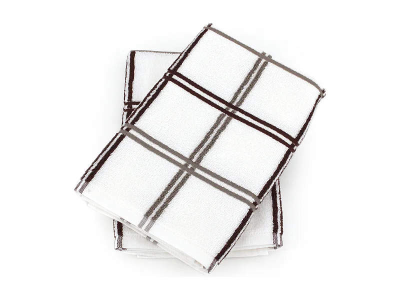 Lot de 2 torchons de cuisine éponge 50x50 cm SQUARES marron