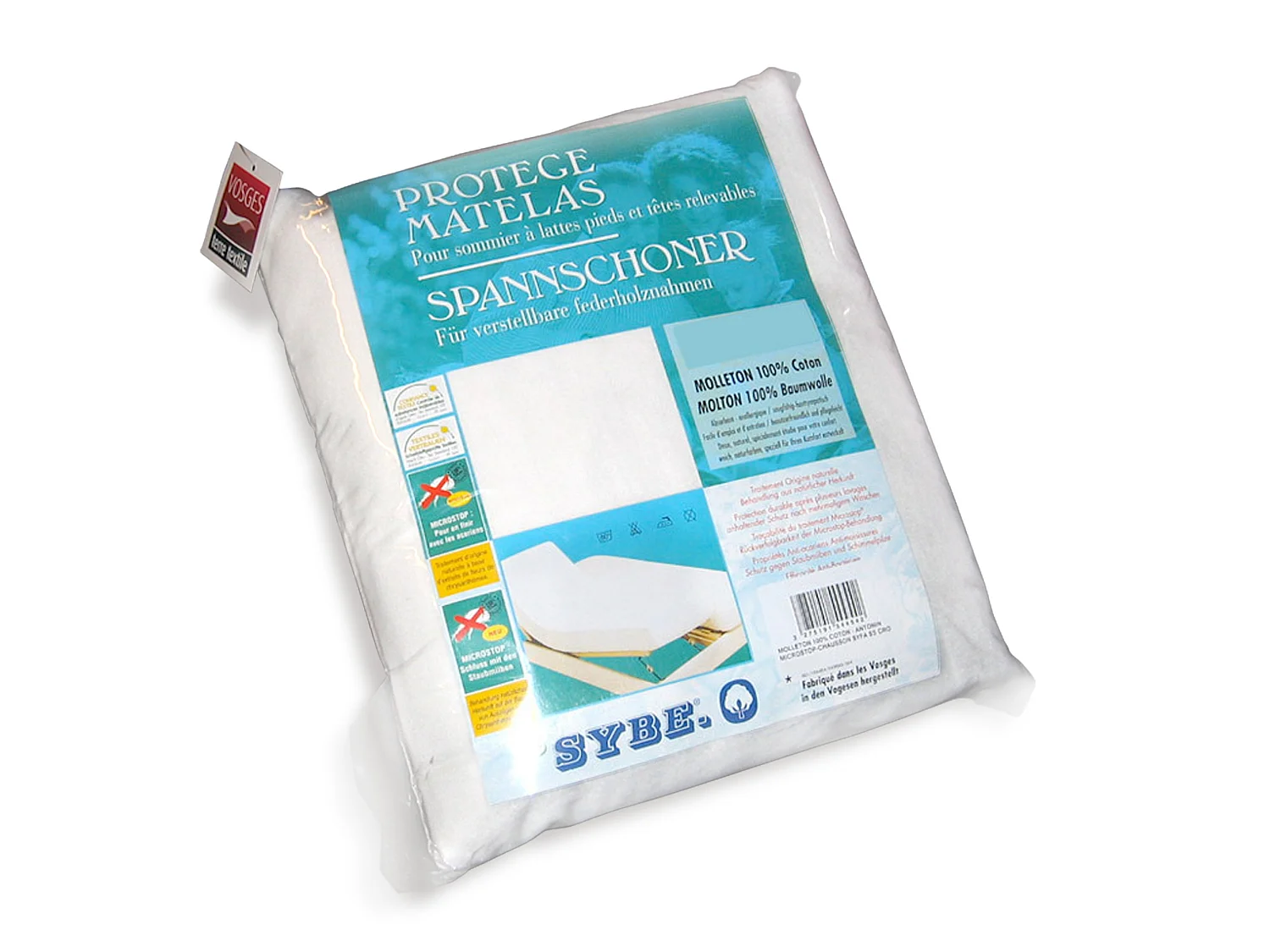 Protège matelas ANTONIN 2x90x190 cm bonnet 23 cm molleton 220 g/m² absorbant blanc lit articulé TPR