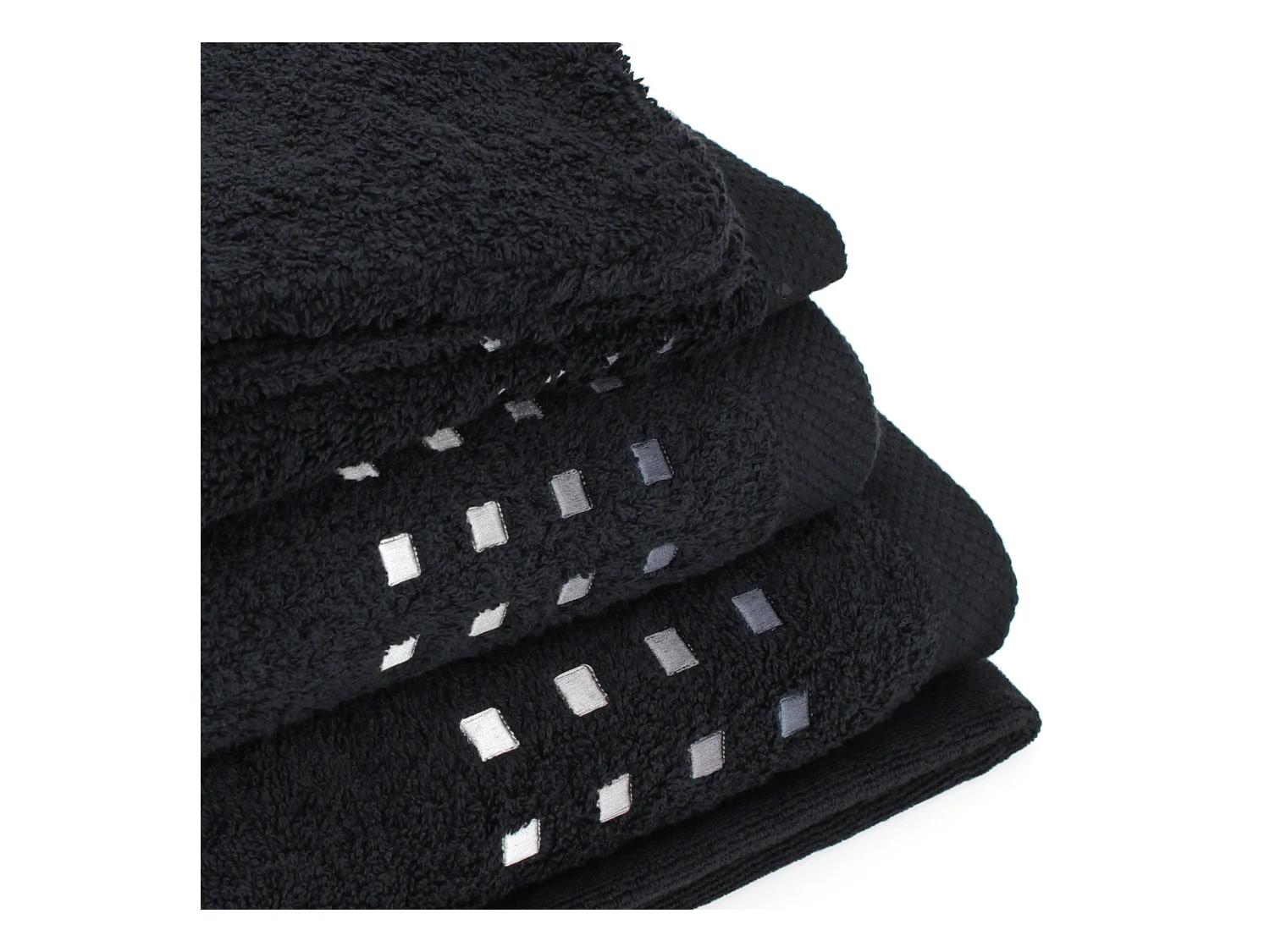 Parure de bain 6 pièces PURE SQUARES Noir 550 g/m2