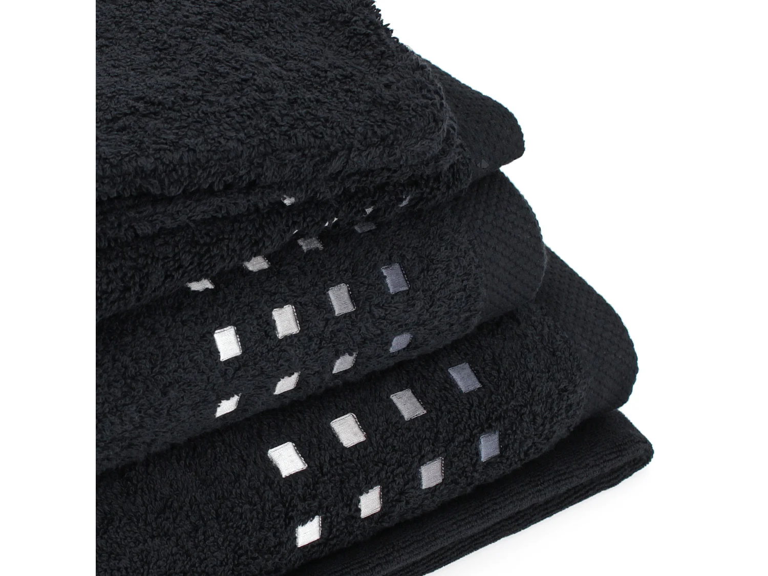 Parure de bain 6 pièces PURE SQUARES Noir 550 g/m2