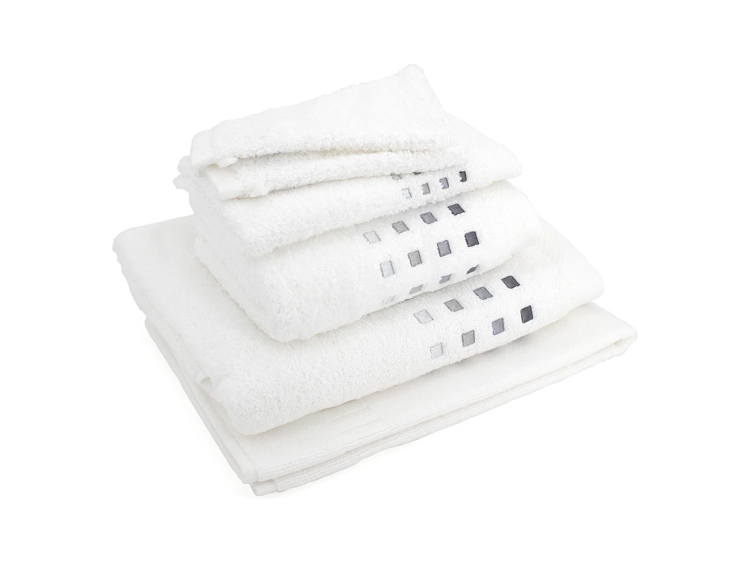 Parure de bain 6 pièces PURE SQUARES Blanc 550 g/m2