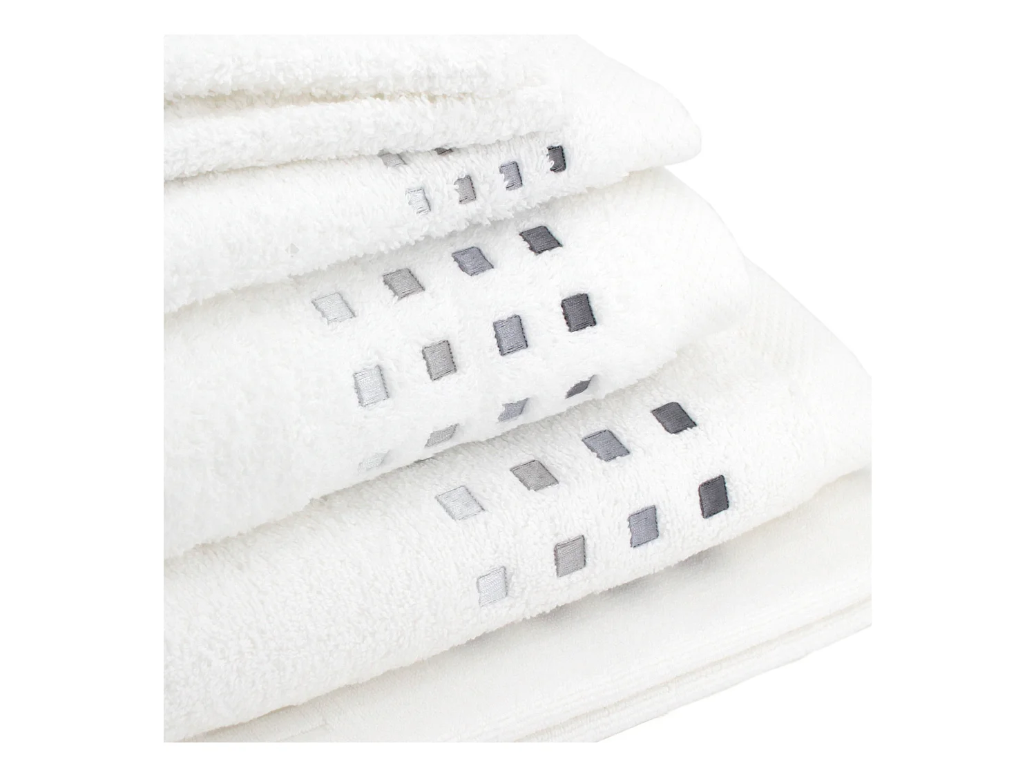 Parure de bain 6 pièces PURE SQUARES Blanc 550 g/m2