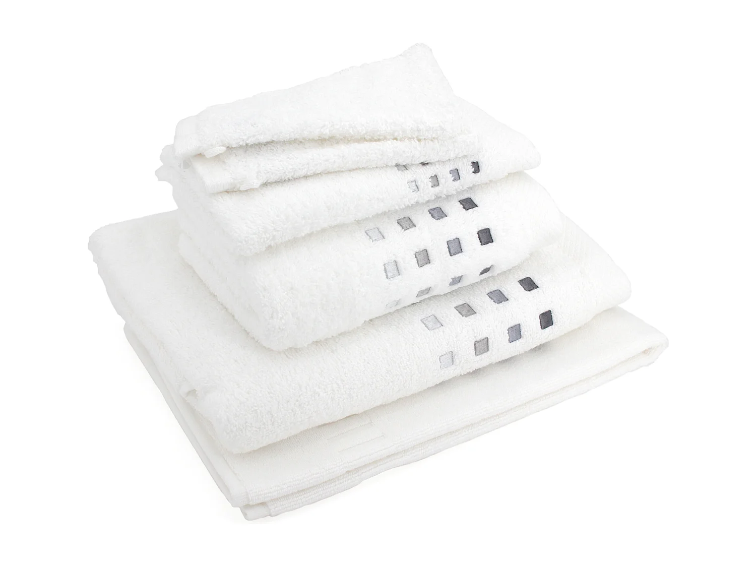 Parure de bain 6 pièces PURE SQUARES Blanc 550 g/m2