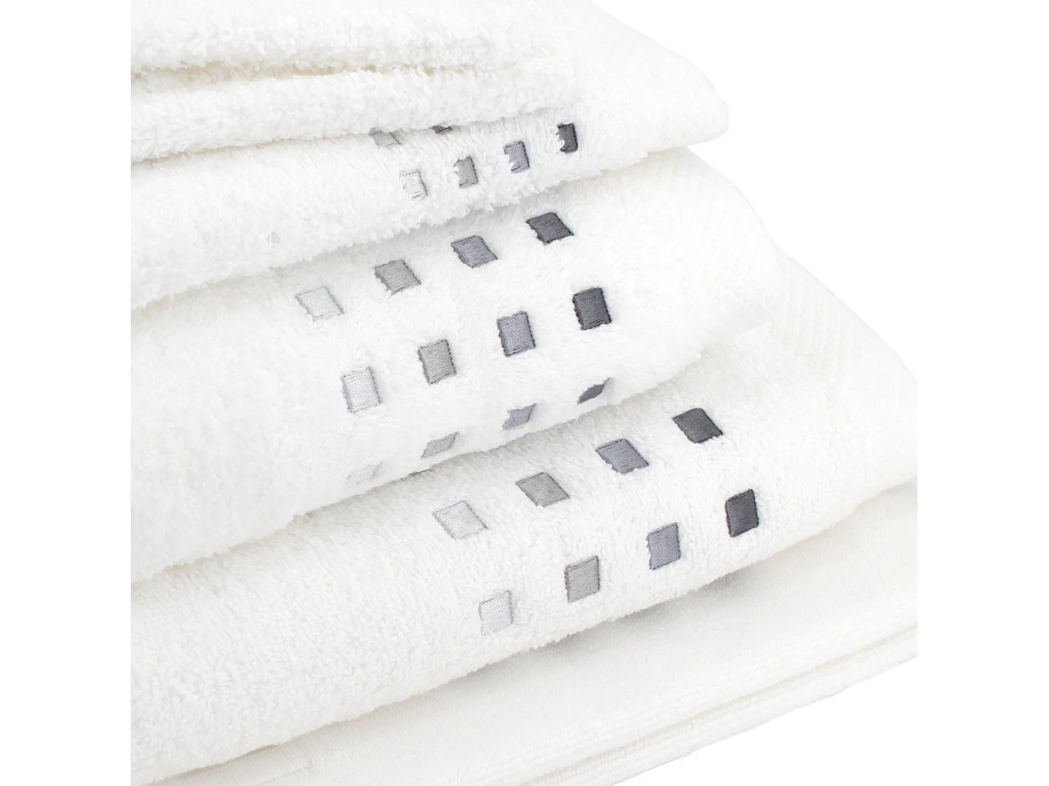 Parure de bain 6 pièces PURE SQUARES Blanc 550 g/m2