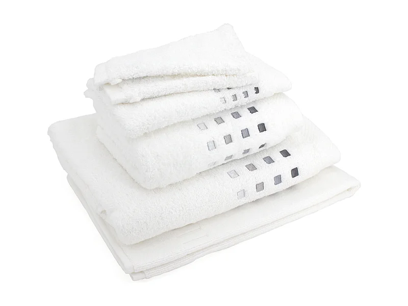 Parure de bain 6 pièces PURE SQUARES Blanc 550 g/m2