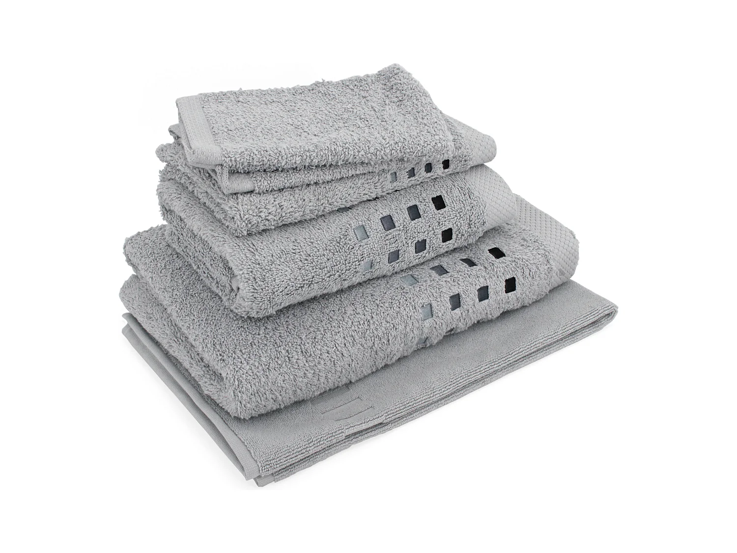 Parure de bain 6 pièces PURE SQUARES Argent 550 g/m2