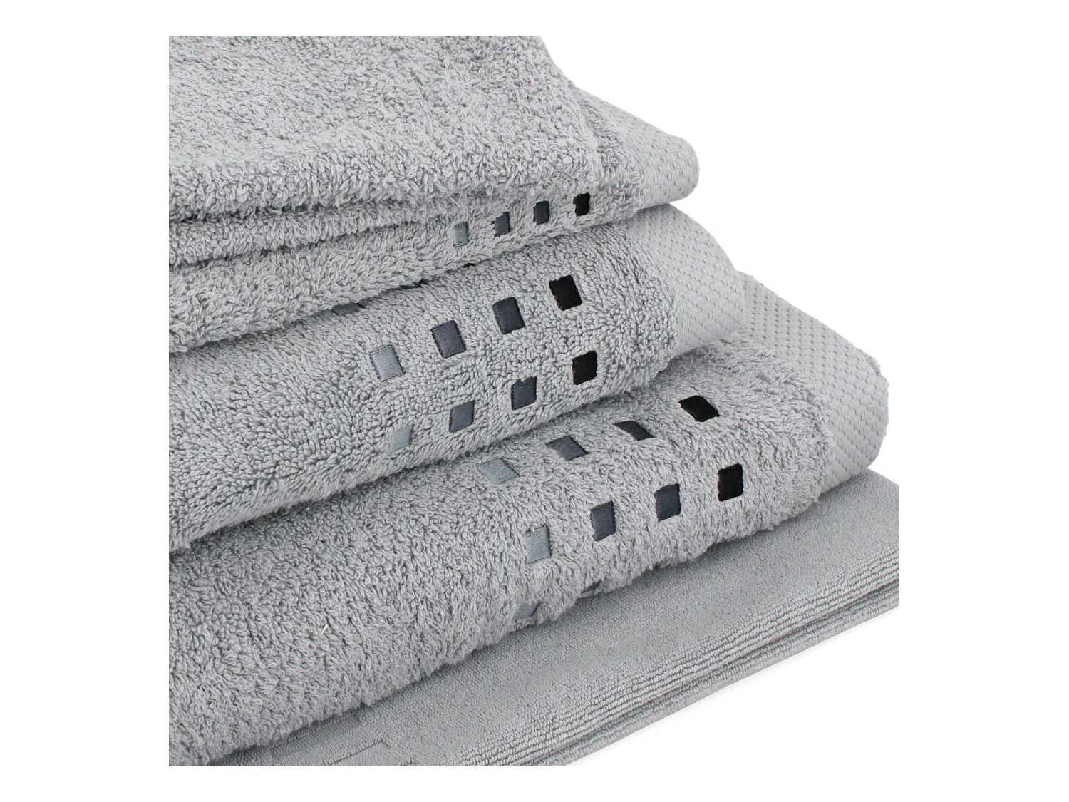 Parure de bain 6 pièces PURE SQUARES Argent 550 g/m2