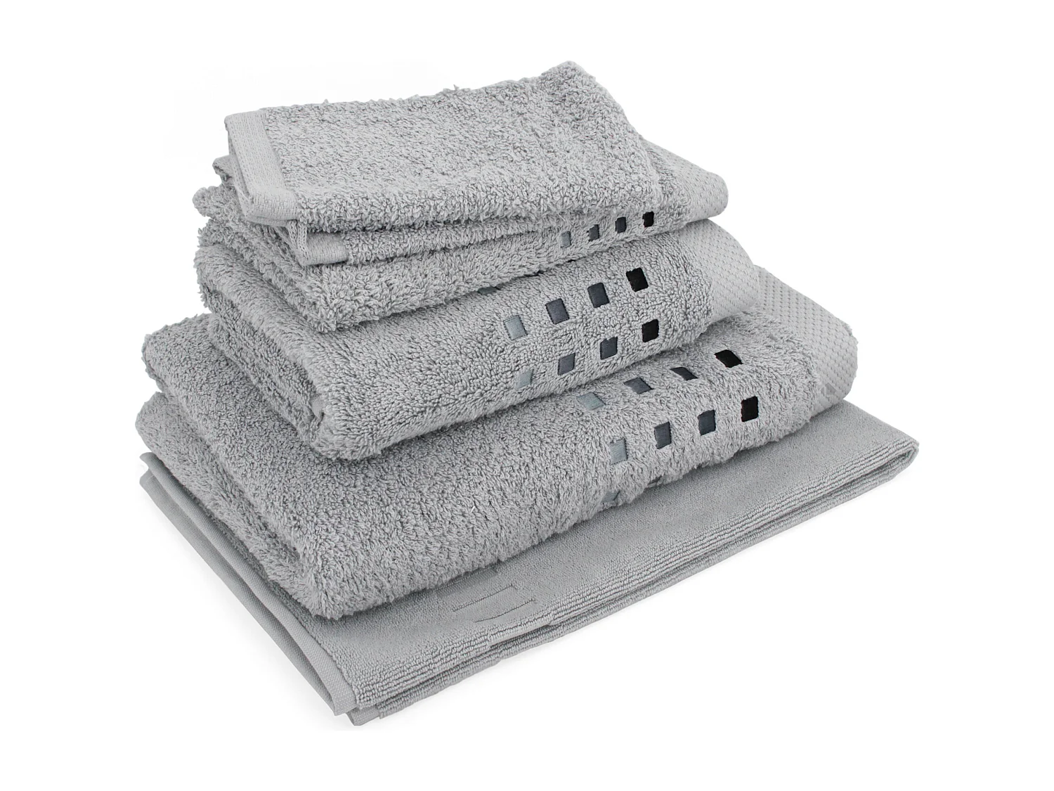 Parure de bain 6 pièces PURE SQUARES Argent 550 g/m2