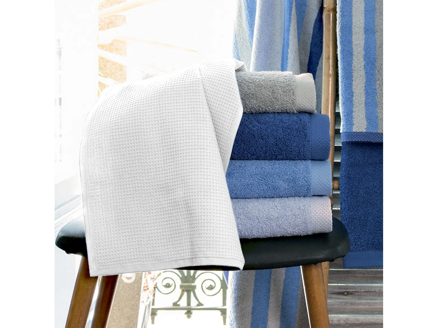 Drap de douche 70x140 cm nid d'abeille PURE WAFFLE 300 g/m² blanc