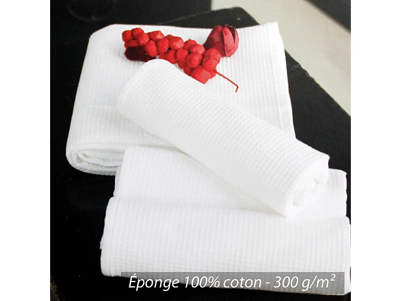 Drap de douche 70x140 cm nid d'abeille PURE WAFFLE 300 g/m² blanc