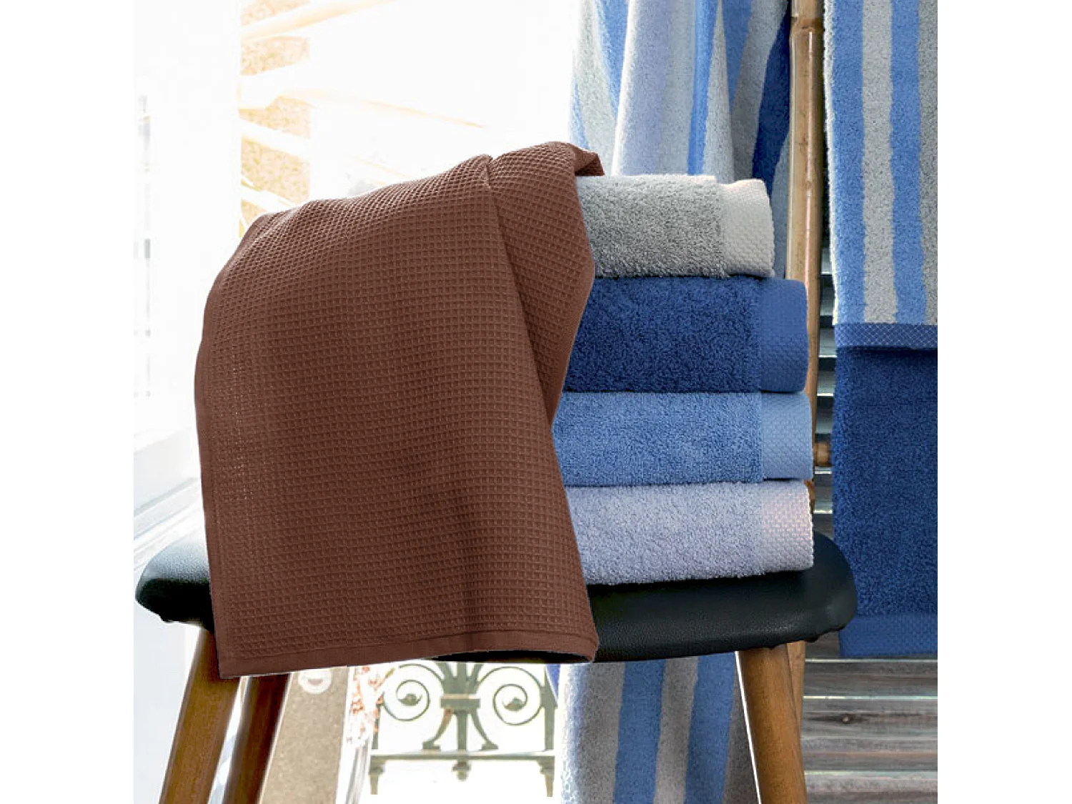 Drap de douche 70x140 cm nid d'abeille PURE WAFFLE 300 g/m² marron