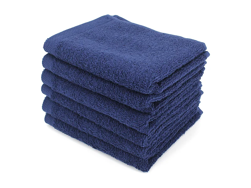 Lot de 6 serviettes invité 30x50 cm ALPHA bleu Marine