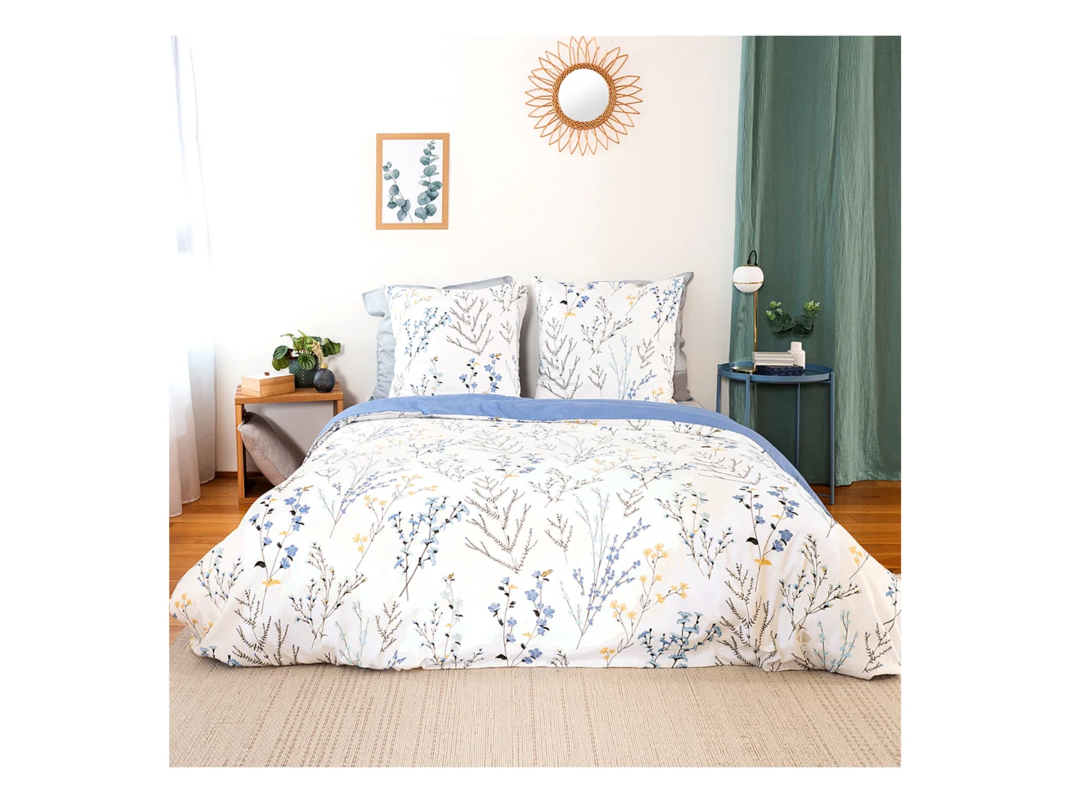 Parure de lit 240x220 cm Satin de coton FANILLE Blanc 3 pièces