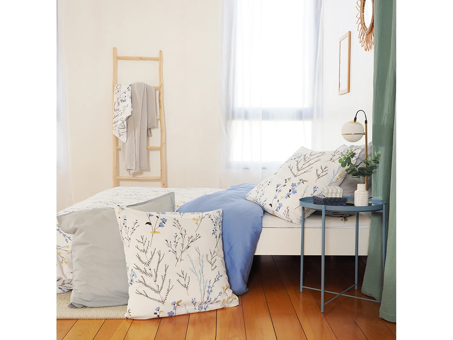 Parure de lit 240x220 cm Satin de coton FANILLE Blanc 3 pièces