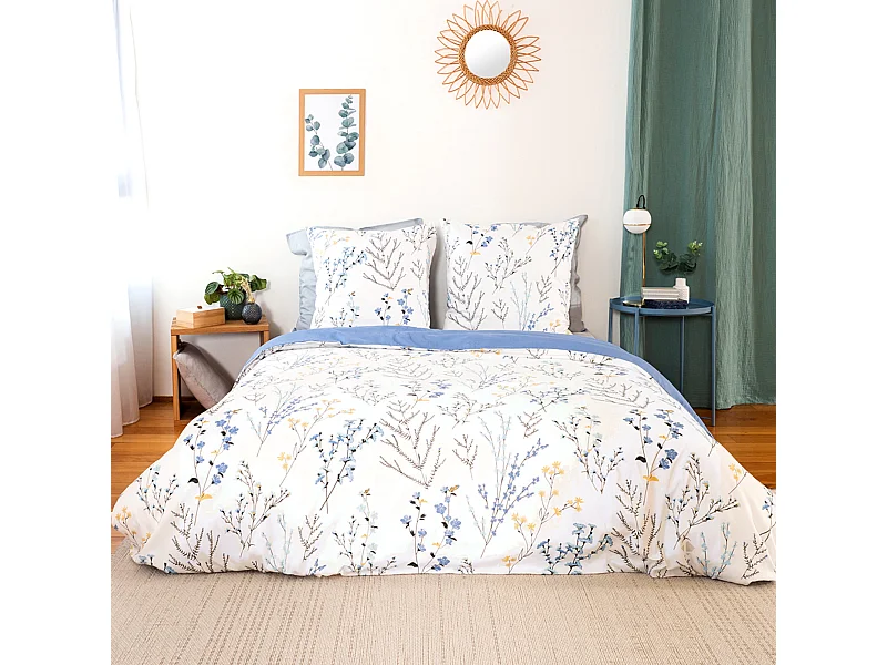 Parure de lit 240x220 cm Satin de coton FANILLE Blanc 3 pièces