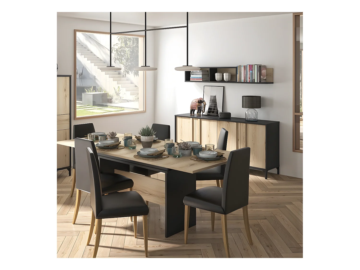 Table rectangulaire 1 allonge Esteban - L160/205 cm