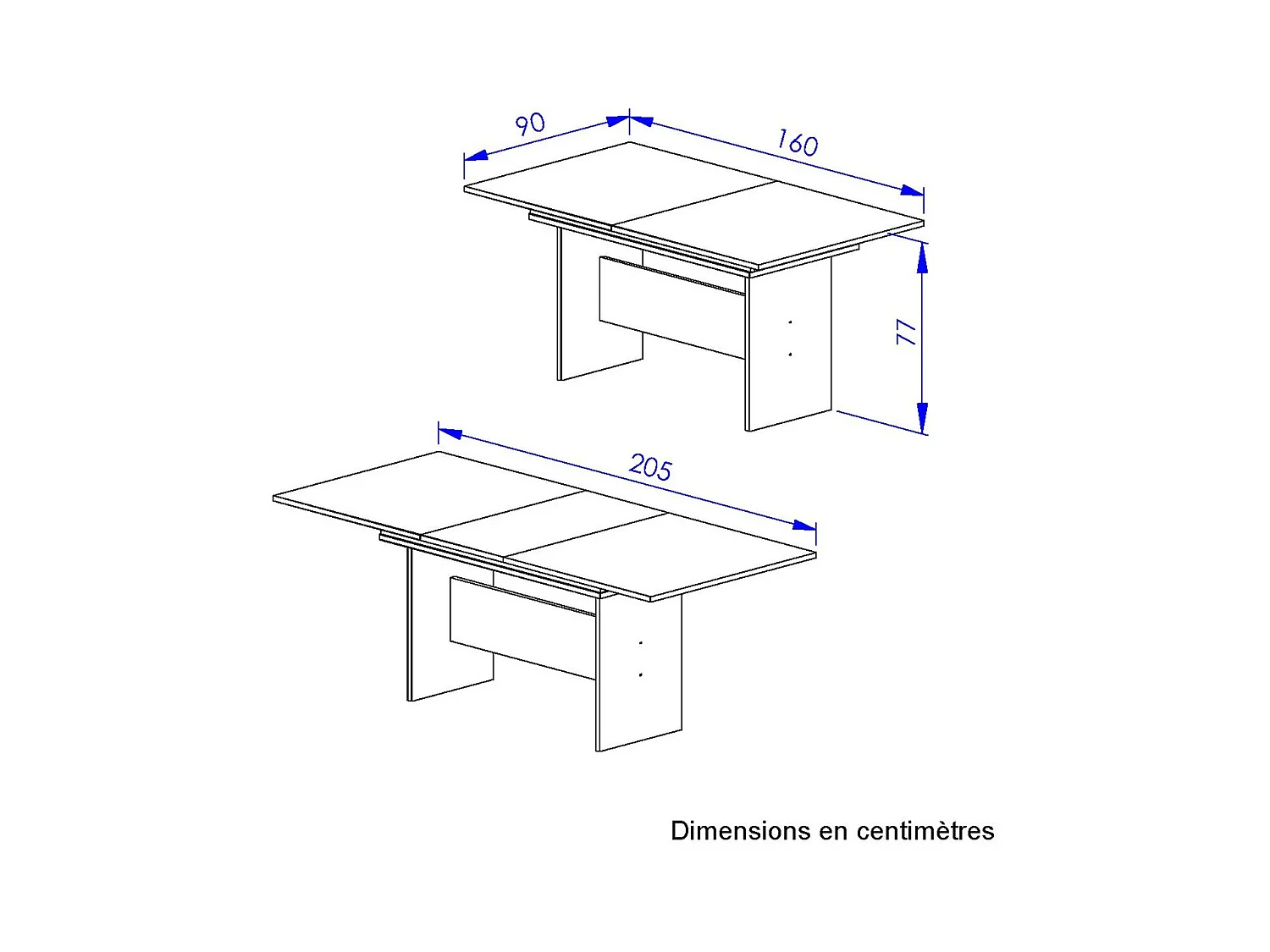 Table rectangulaire 1 allonge Esteban - L160/205 cm