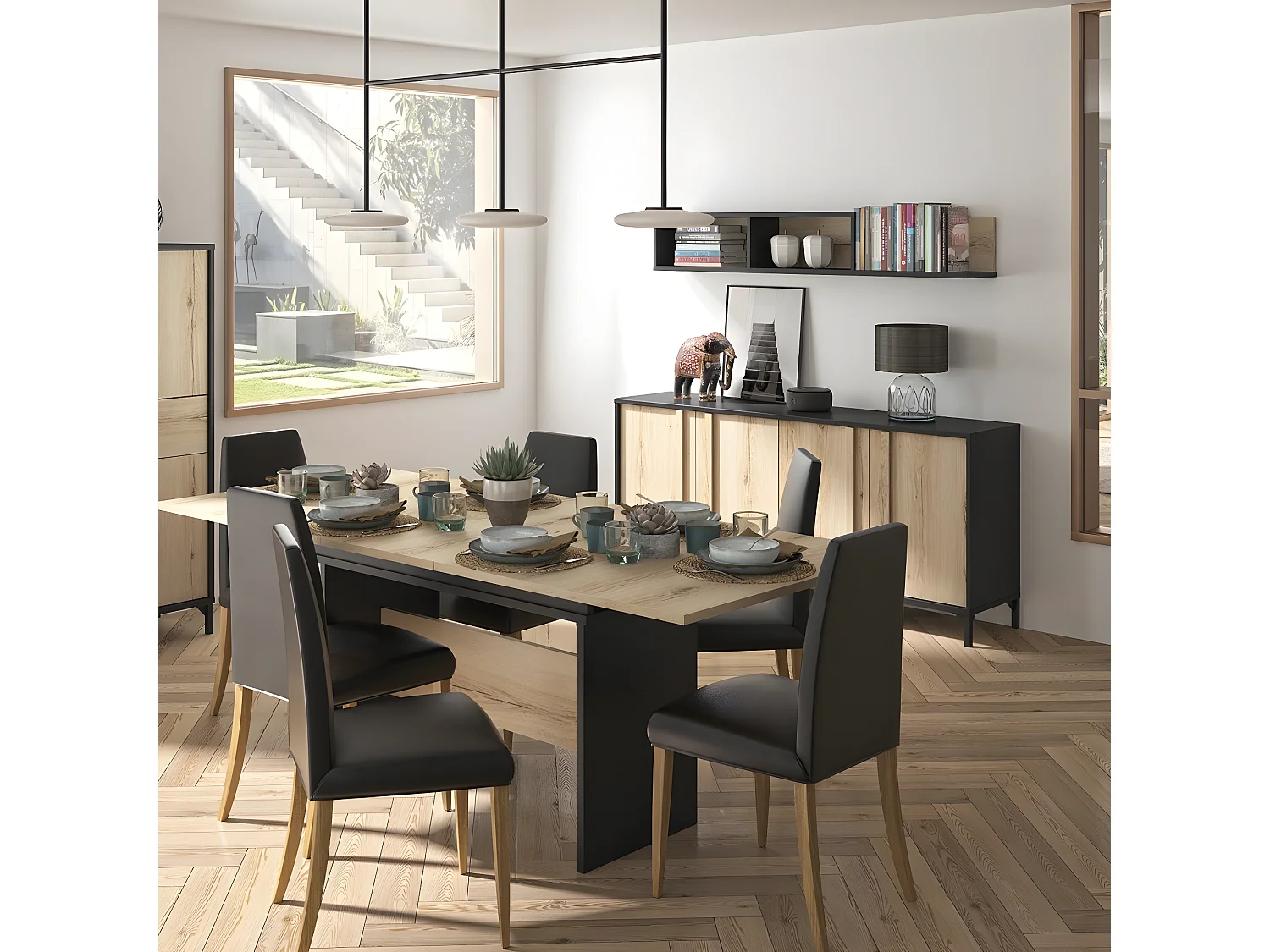 Table rectangulaire 1 allonge Esteban - L160/205 cm