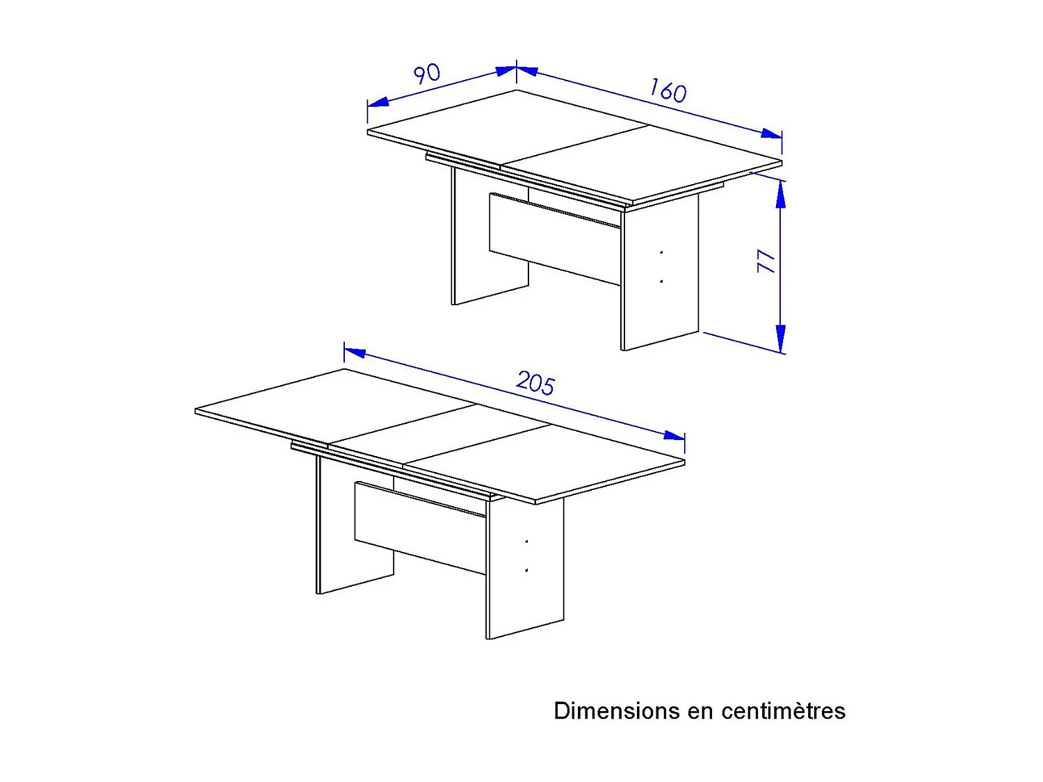 Table rectangulaire 1 allonge Esteban - L160/205 cm