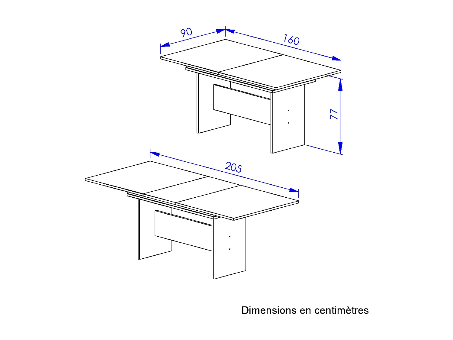 Table rectangulaire 1 allonge Esteban - L160/205 cm