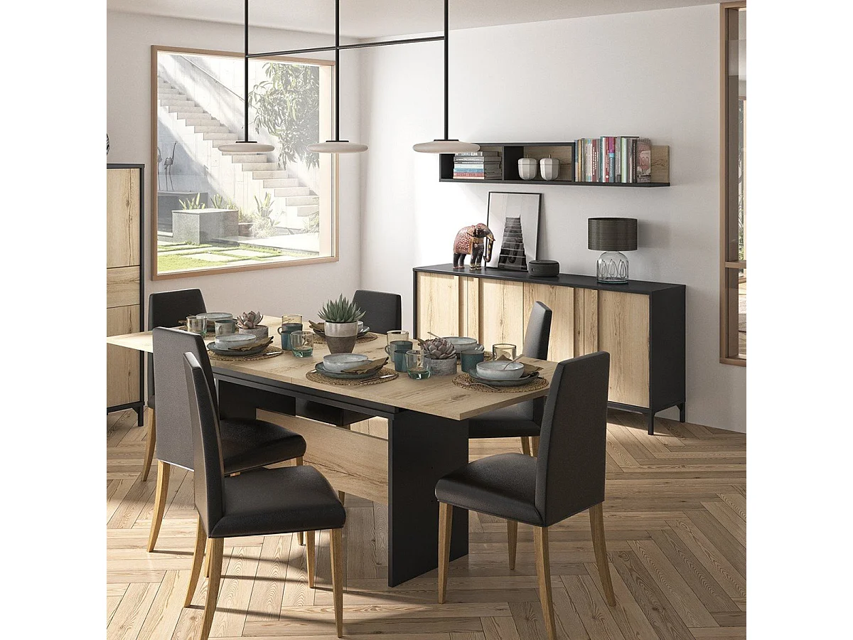 Mesa retangular 1 extensão Esteban - L160/205 cm