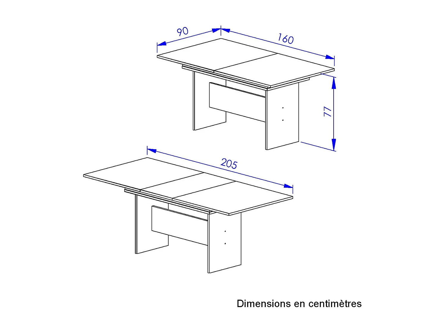 Mesa retangular 1 extensão Esteban - L160/205 cm