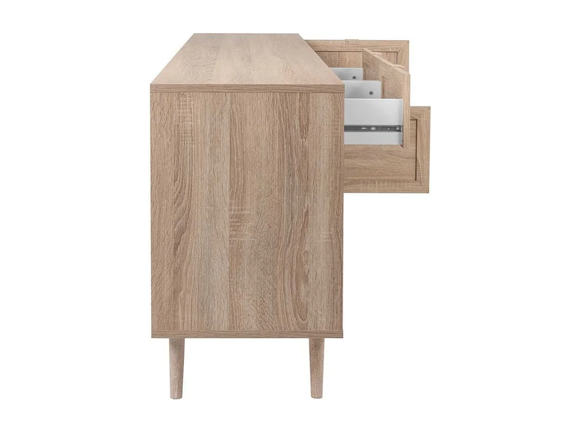 Credenza a 4 ante 2 cassetti L180 cm - Stampa effetto rattan